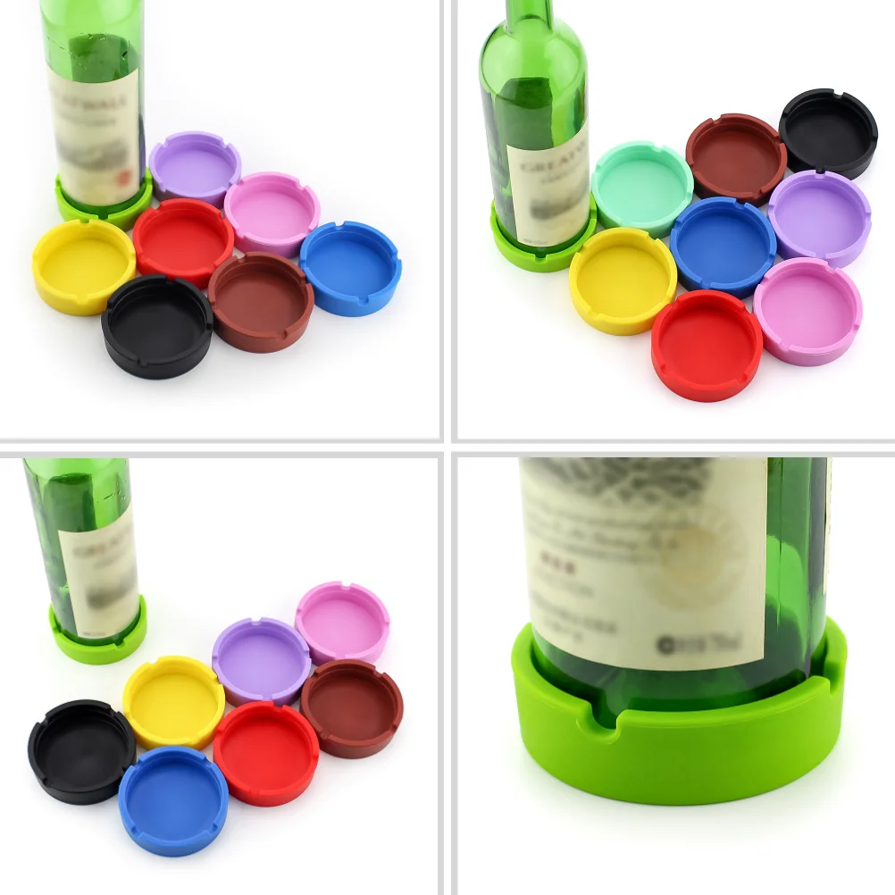

5pcs Silicone Anti-Slip Bottle Pad Beer Wine Coaster Holder Protection Mat Stackable Organizer For Home Bar Use