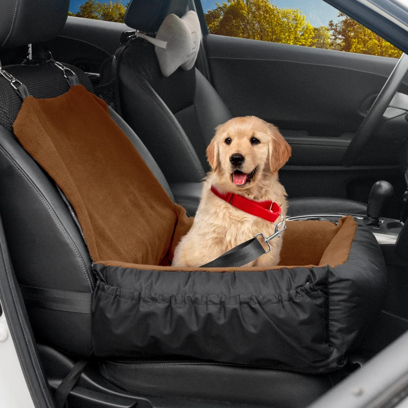 Dog Car Seat Removable Cleaning Pet Seat with Storage Bag and Safety Belt Fixed Pet Car Seat Suitable for Small and Medium Dogs