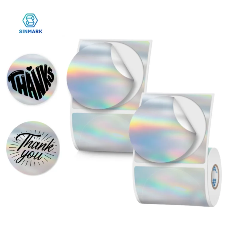 

SINMARK Blank Laser Label 50mm Diameter Round PET Shining Rainbow Waterproof Sticker Gift Packaging Supplies Business Label