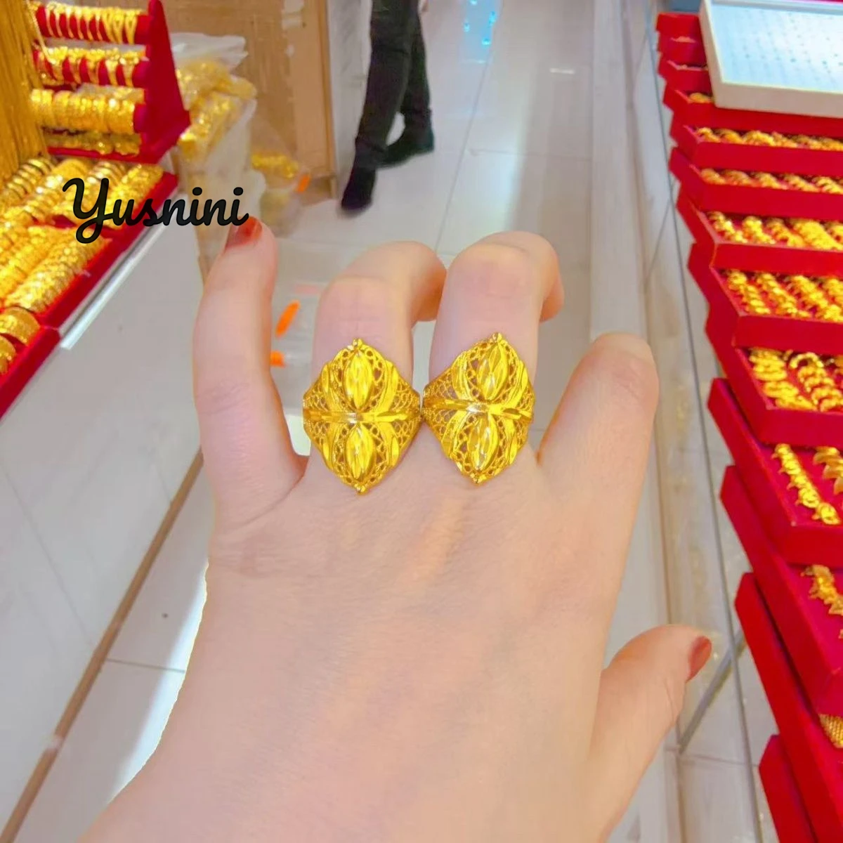 

Dubai European Fashion Women's 24K Gold Plated Ring Exquisite Engagement Party Jewelry for Lovers DD11042