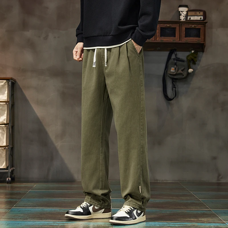 American High Street Wide-leg Pants Men's Autumn New Vibe Retro Casual Trousers Brand Loose Straight Pants Cargo Jeans
