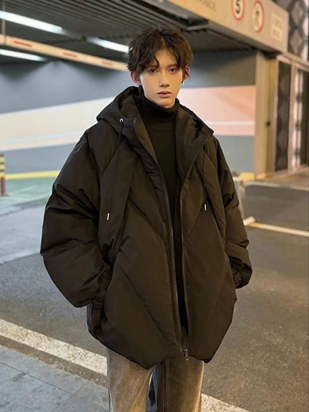 

Мужская утепленная зимняя куртка Cleanfit с капюшоном, теплая хлопковая куртка в американском стиле, свободная верхняя одежда для молодежи, модная ткань Оксфорд