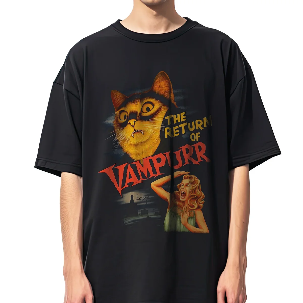 The Return of Vampurr Filmplakat-Druck T-Shirt für Herren und Damen 100% Baumwolle Kurzarm Übergröße 6XL T-Shirts Herrenbekleidung Lässige Oberteile