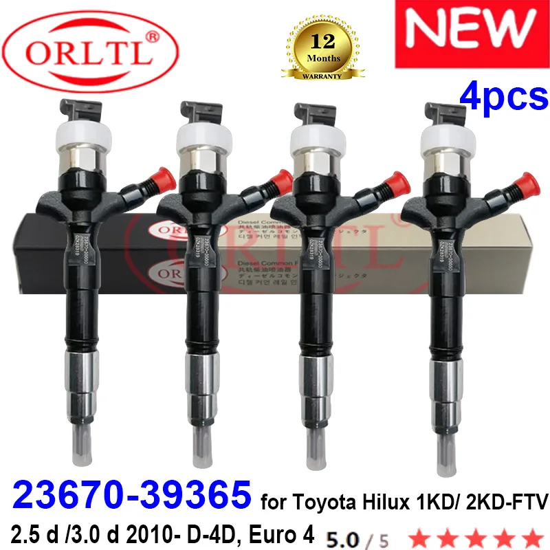 

ORLTL NEW 23670-39365 Original Injector 23670-39365 23670 39365 for Toyota Hilux 1KD 2KD 2.5 d 3.0D 4pcs