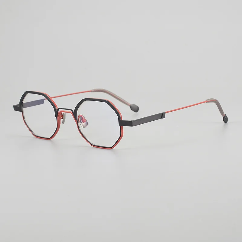 

Многоцветная ультралегкая тонкая оправа для очков из чистого титана: роскошный винтажный модный тренд, полигональный дизайн, высокое качество