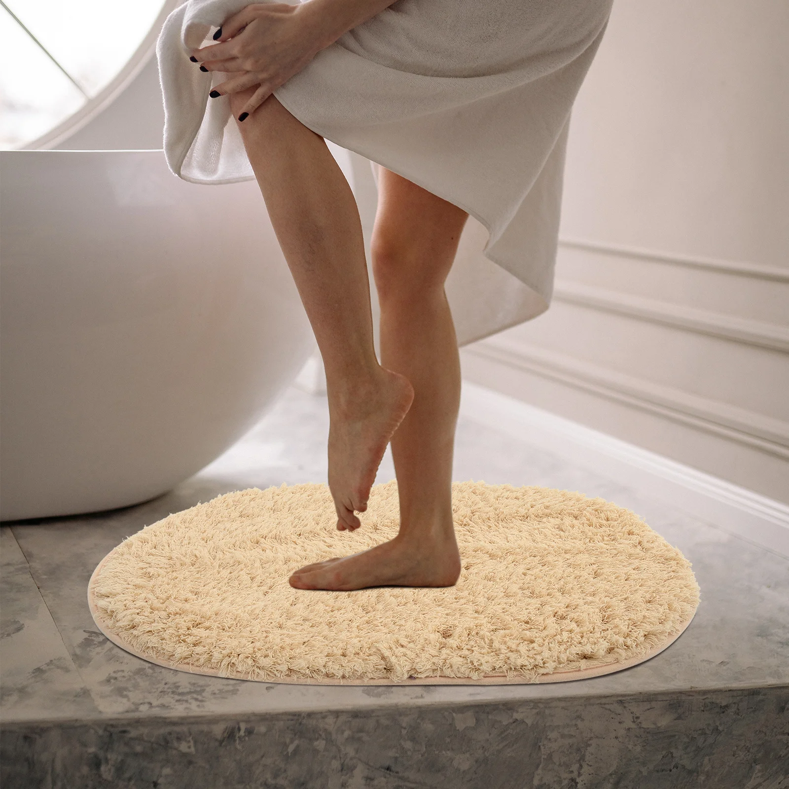 

Oval Lamb Wool Floor Mat Non-Slip Wear-Resistant Entryway Mat Decorative Ground Rug Household Floor Carpet for Bedroom Living