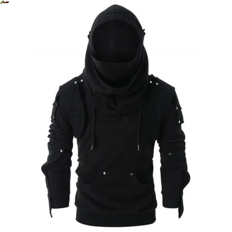 x;3,r'b\7/Men Winter 2022 Medieval Armor Knight Cosplay Steampunk Vintage Hooded Coat Pullover Sweatshirt for Ha6;n,9\j/5'k view 5