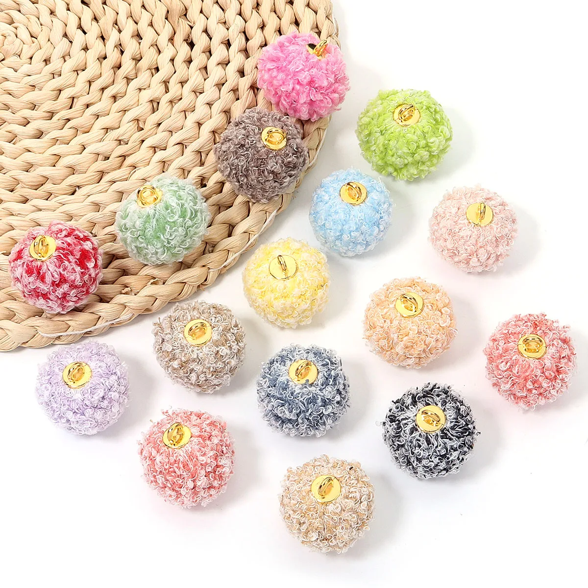 5 pçs de pelúcia pele coberta bola contas encantos diy pompom contas para diy roupas cachecol decoração fazendo casa artesanato suprimentos