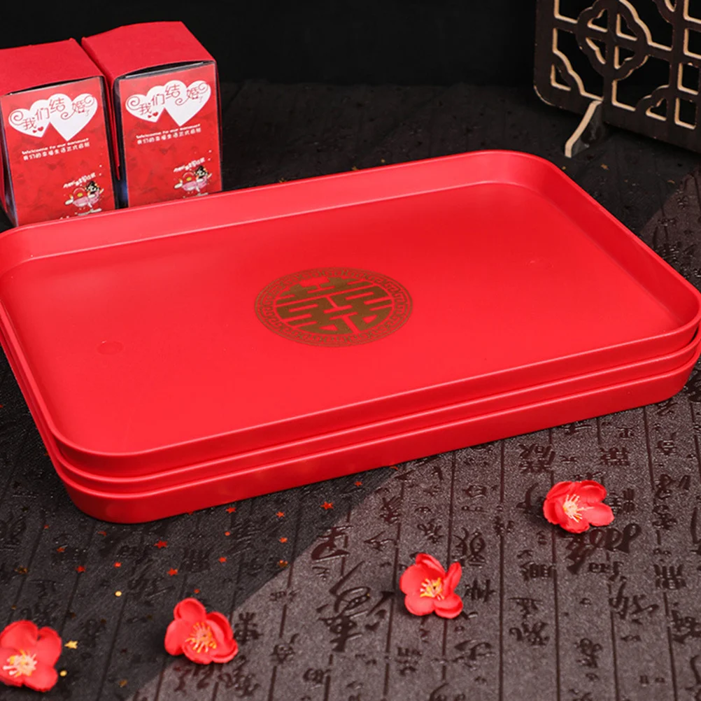 

Wedding Fruit Tray Chinese Style Square Food Serving Tray Snack Nut Dessert Storage Plate Home Decoration Tea Serving Decorative