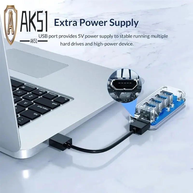 

AK51-4XUSB3.0 Splitter HUB Laptop Desktop Computer Hub Multi-Port USB Docking Station Adapter Splitter