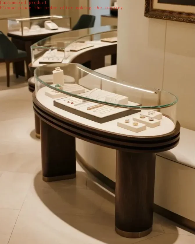 

Custom.Elegant Metal Glass Cosmetic Jewelry Display Cabinet Jewelry Watch Display Counter