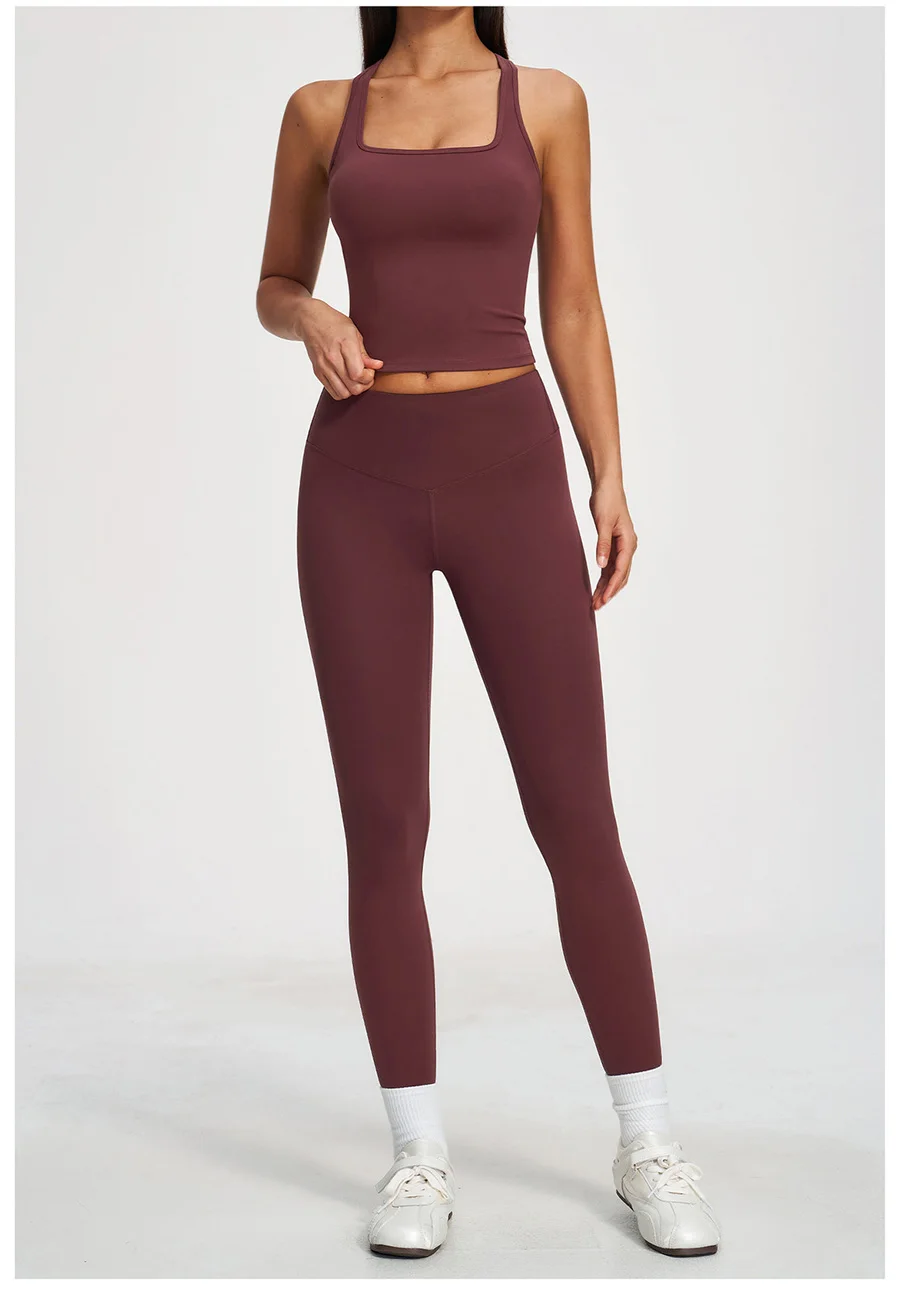 Yoga-Set 2-teilig Damen Fitness Sportbekleidung Naked Feel Sport-BH Gym Laufhose Po-Formende Leggings Workout-Outfit Activewear – Detail 22