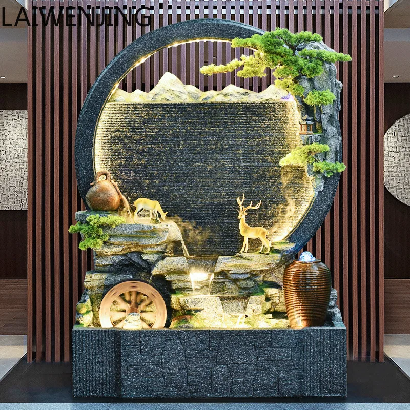 

HLZ Style Water Curtain Wall Flowing Water Fountain Indoor Circulating Screen Fake Landscape Modern Floor Ornament