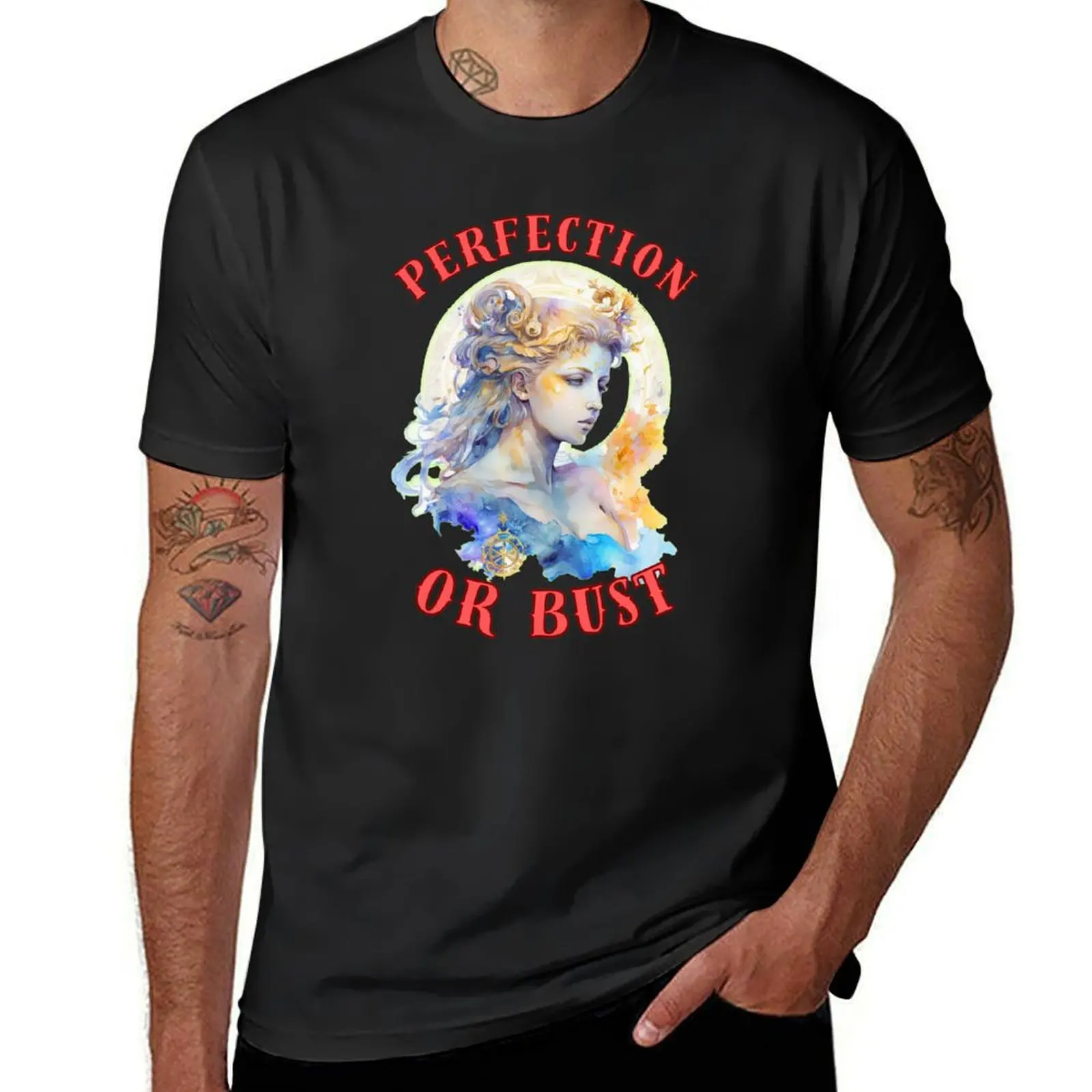 Perfection Or Bust. virgo astrology T-Shirt vintage clothes boys animal print plus sizes summer tops T-shirt men