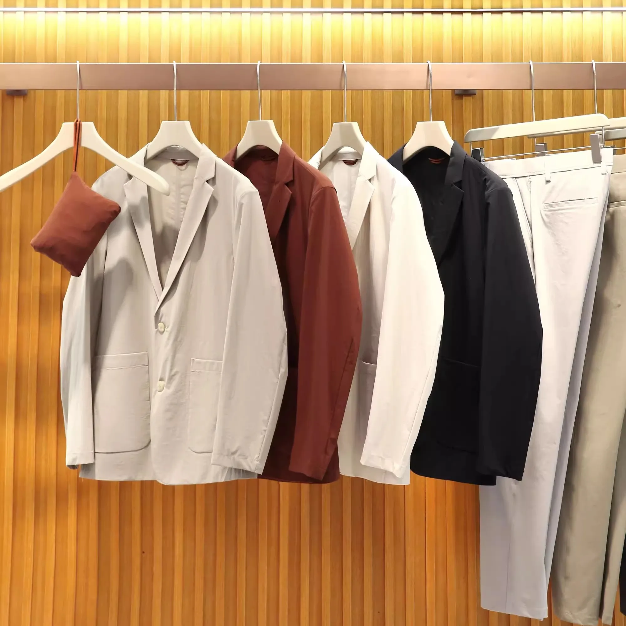 

Summer Men's Casual Suit Jaet Breathable Lightweight Foldable Commuting Leisure Coat Women's Sle Double Slit