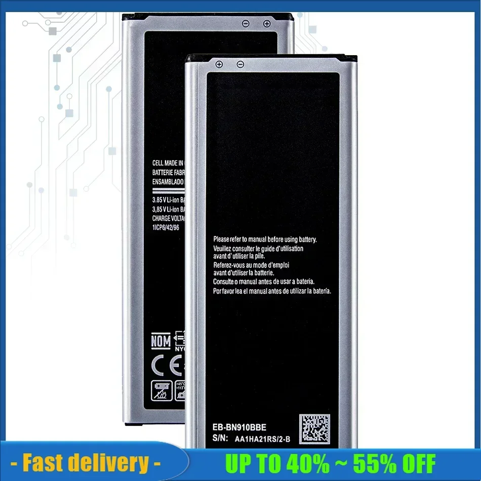 Battery EB-BN910BBE EB-BN910BBK For Samsung Galaxy NOTE4 N910a N910V N910C NOTE 4 N910u N910F N910H Bateria Batteries