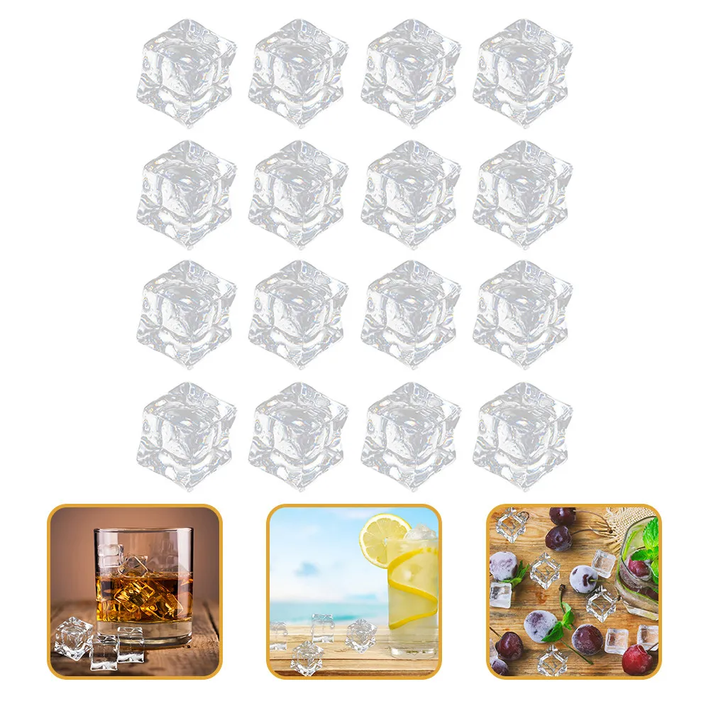 

200Pcs Compact Fake Ice Cubes High Simulation Clear Plastic Ice for Drink Display Craft Projects Table Centerpiece Decor