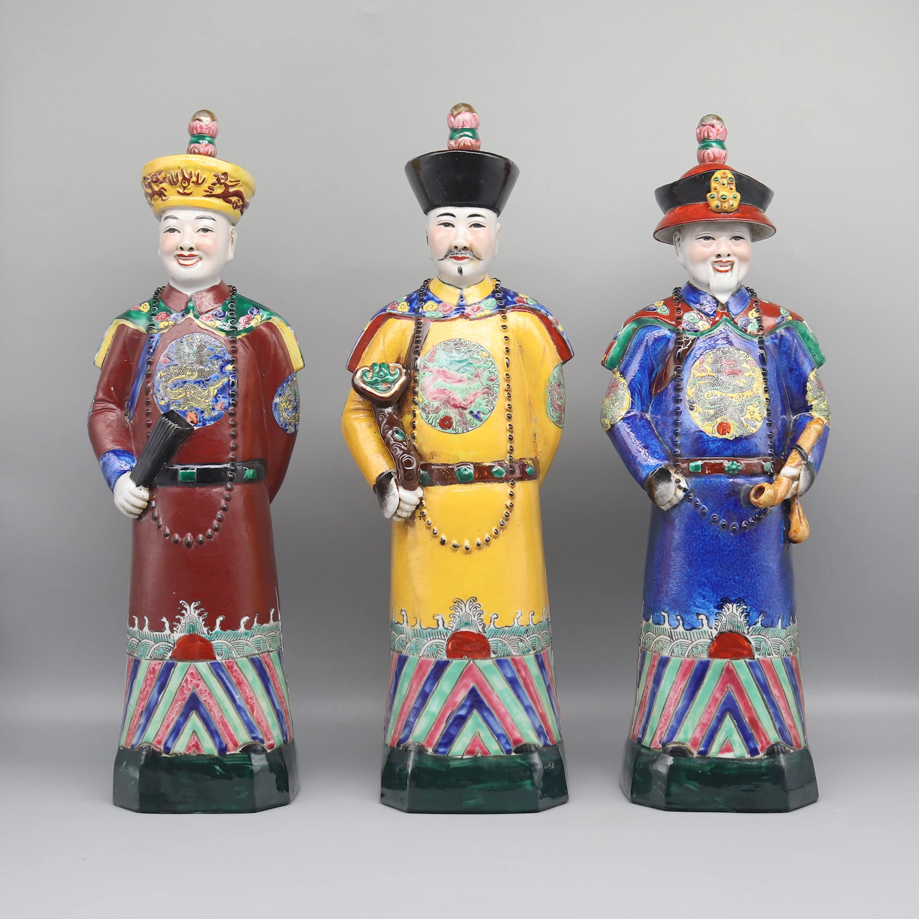 Hand Painted Ceramic Statues of Chinese Emperor, Porcelain Figurine, Traditional Design