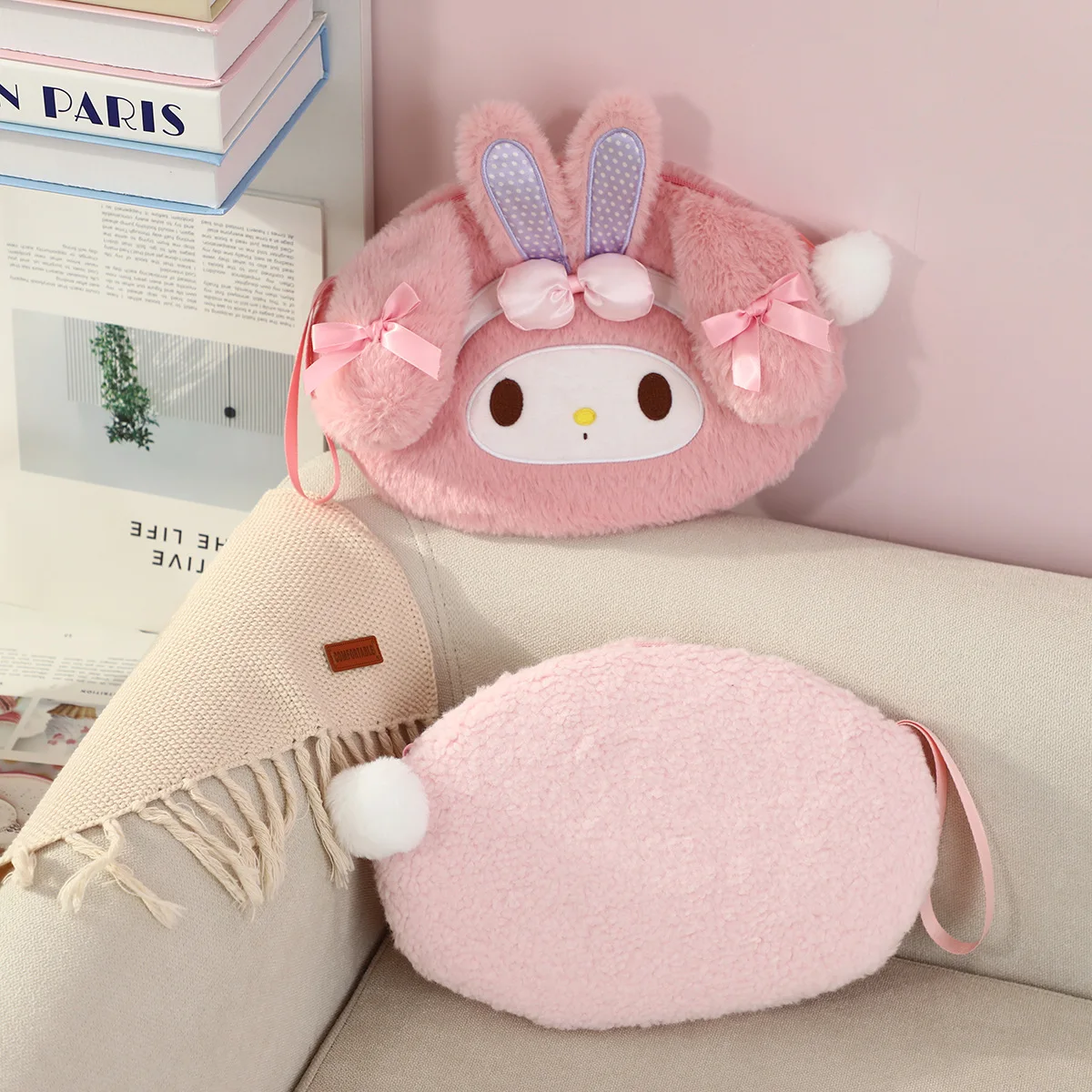 

Cute Sanrio My Melody Plush Bag Pink Cartoon Anime Makeup Bag Fashionable Large Capacity Student Portable Storage Bag Girl Gifts