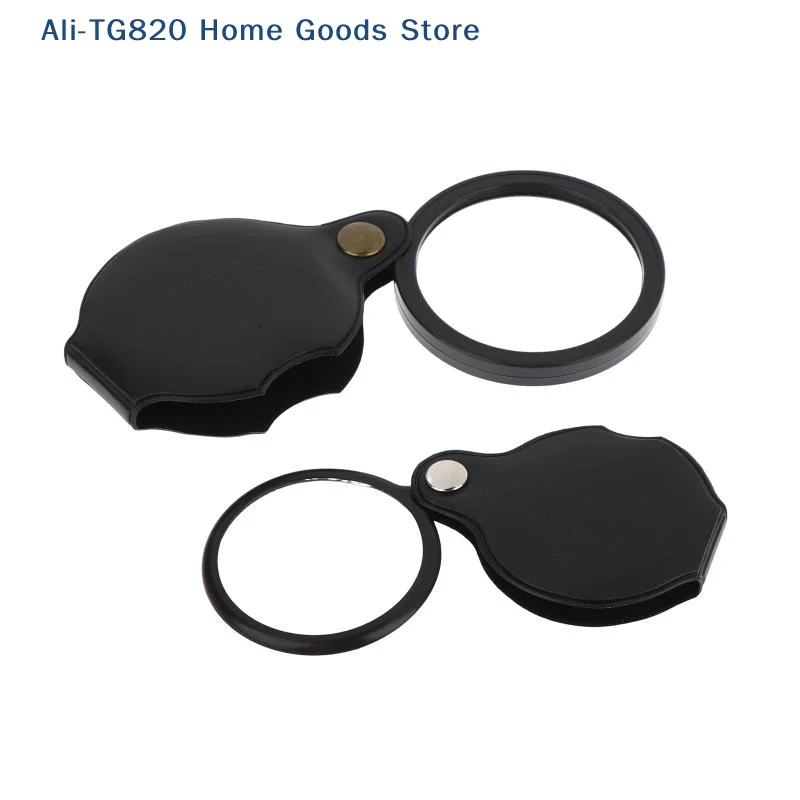 [TG820]Folding Magnifying Glass Folded Leather Case Portable Handheld Jewelry Loupe 8X Mini Magnification 50/60/70MM