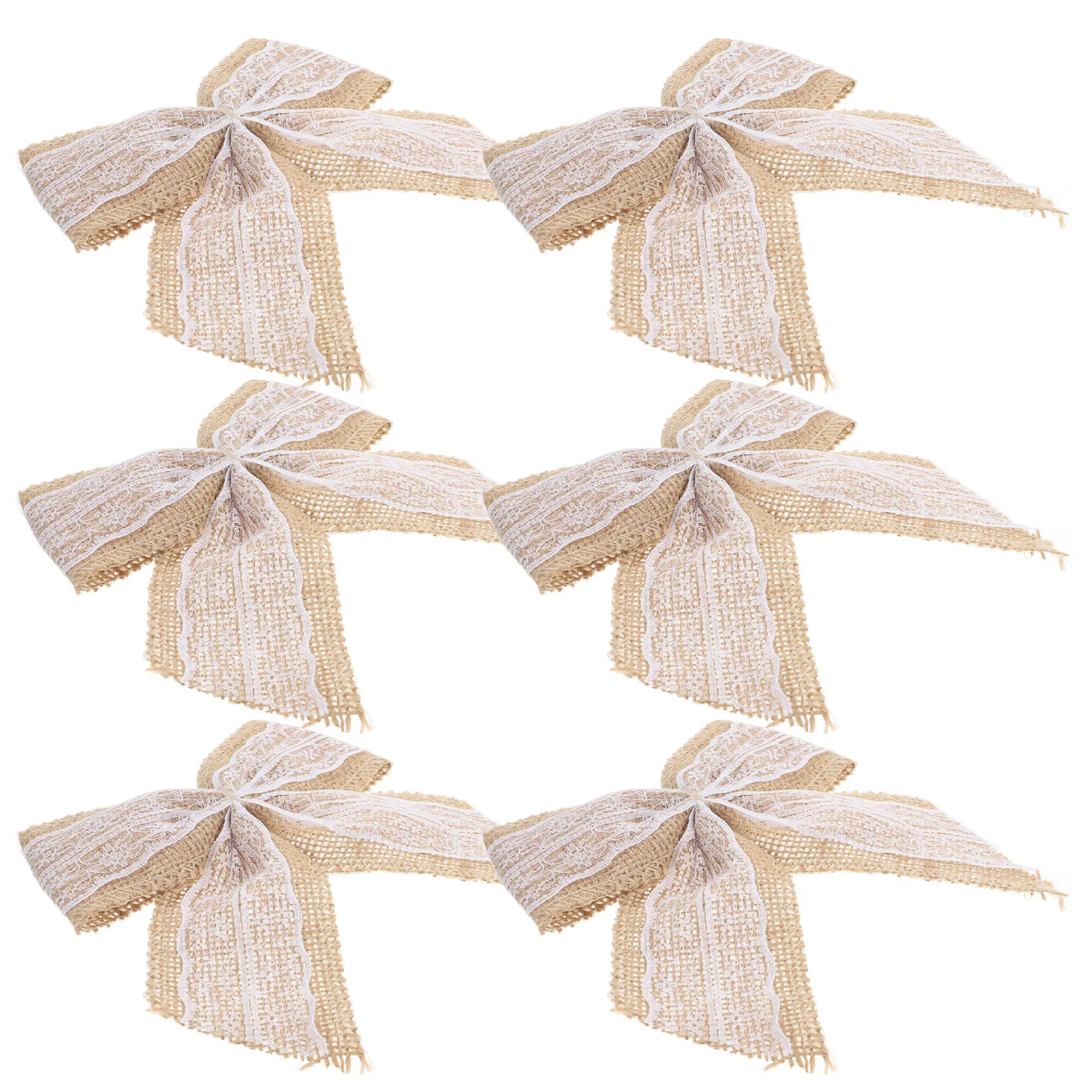 

6Pcs Butterfly Decoration Vintage Burlap Bows for Gift Wrapping Large Rustic Bowknots DIY Present Craft Party Decor