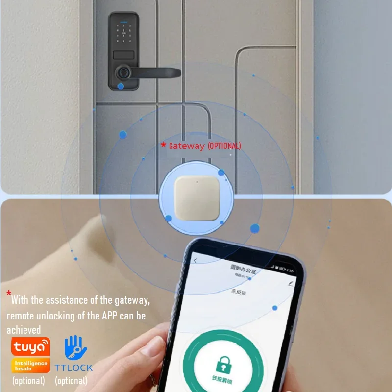 TIAGO P12 Tuya Waterproof Smart Door Lock TTLock App Digital Fingerprint Card Password Key Outdoor Electronic Wooden doors Lock