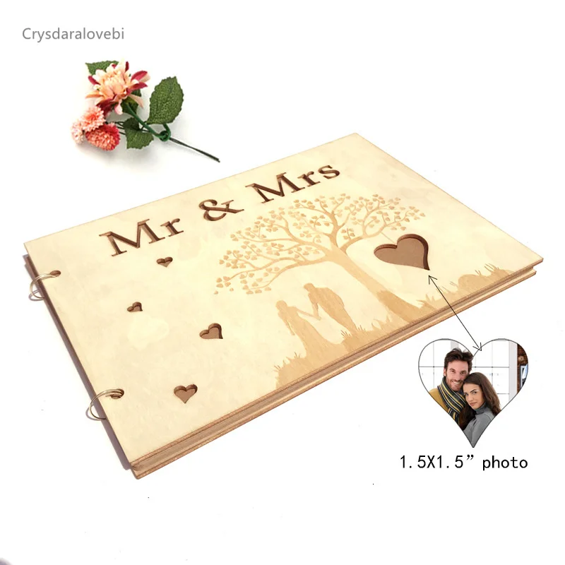 New Wooden Mr. And Mrs. Photo Frame MRMRS Wedding Guest Sign-in This Wedding Signature Book Sign-in Book