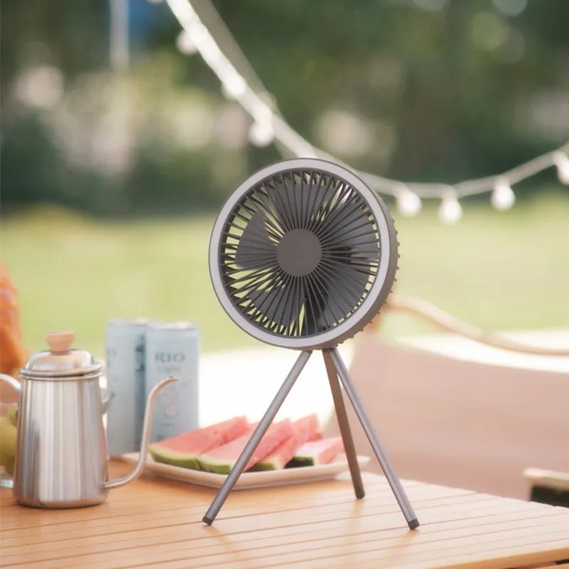 Ventilatore da campeggio con treppiede USB da 10000mAh con luce Power Bank circolatore portatile da tavolo ricaricabile ventilatore elettrico da