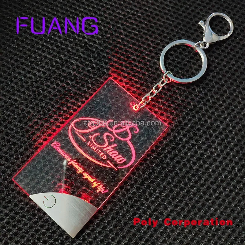 Custom  2022 NEW Luxury Customized Acrylic LED Keychain Thinnest LED Keychain custom LED Keychain Light with stainless steel tou
