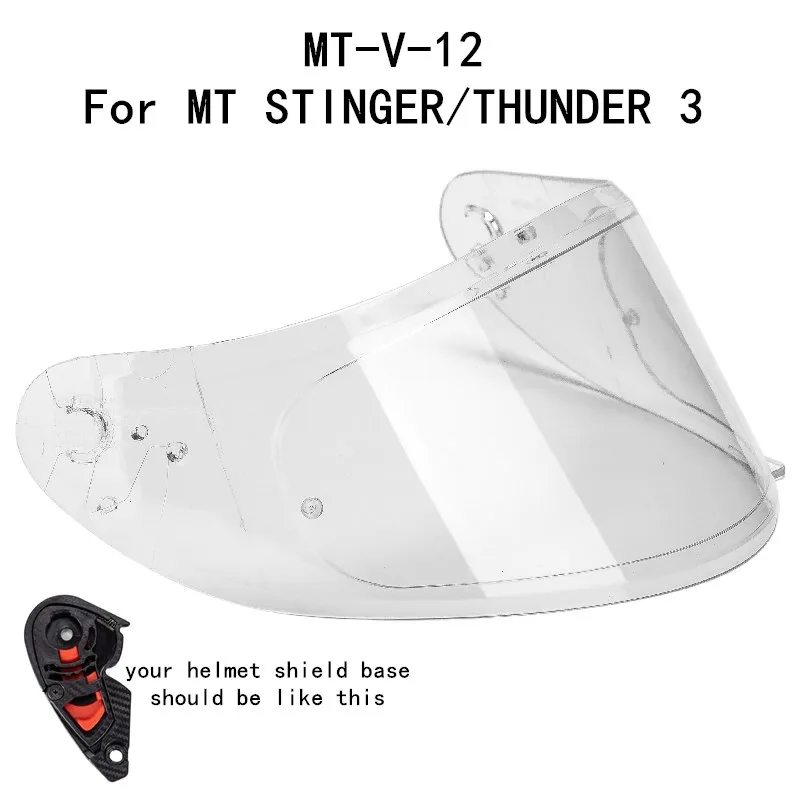 Vervangende Helm Shield Voor Mt Helm Voor Stinger Voor Thunder 3SV Helm Glas Originele Mt Helm Schild MT-V-12 12B