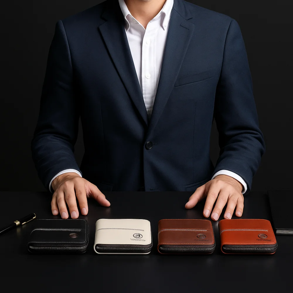 

PU Leather Men's Wallet Fold Multi-functional Business Wallet Large Capacity Zipper Closure Credit Card Holder Male
