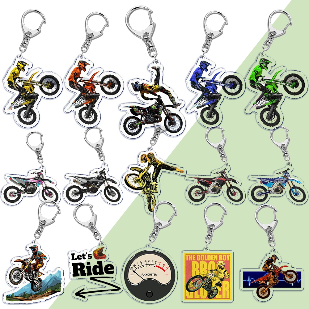 Fashion Motocross Biker Dirt Bike Keychain for Accessories Bag Pendant Sports Key Chain Ring Keyring Jewelry Gifts Chaveiro