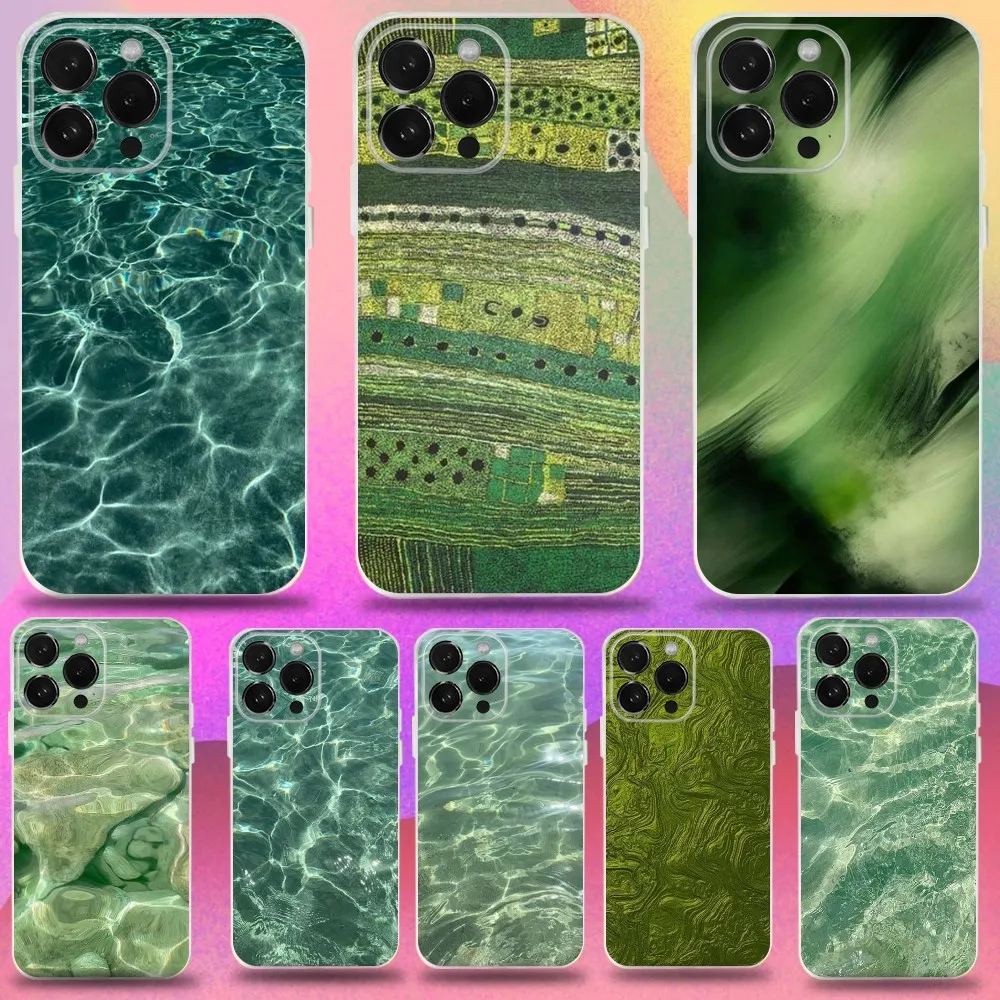 

Emerald Green Phone Case For iPhone 16,15,14,13,12,11 Pro,Max,Plus,X,XS,XR,SE,Mini Transparent Silicone Soft