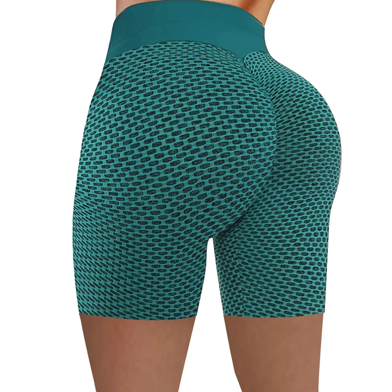 New Women Elastic Bubble Pants Female Workout Yoga Fitness Leggings Seamless Honeycomb Jacquard Hip Lifting