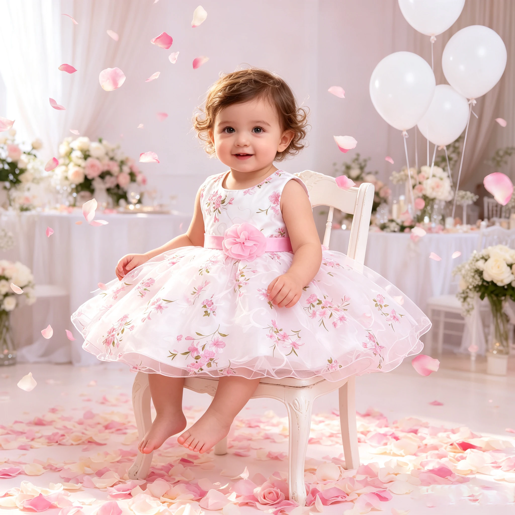 Baby-Mädchenkleider für den 1. Geburtstag, Blumenmuster, Hochzeitsfeier, Tutu, Ballkleid, elegantes Mädchenkleid, rosa, weiß, formelles Prinzessinnen-Gala-Kostüm mit Schleife