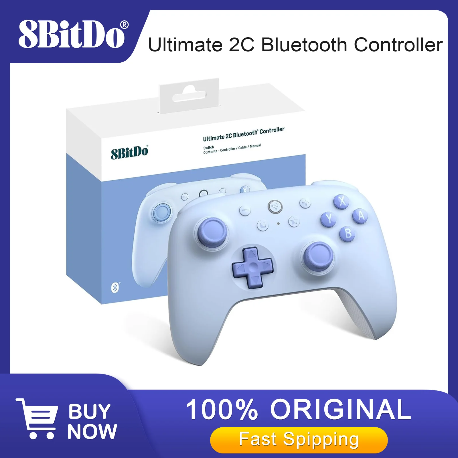 8BitDo Ultimate 2C Bluetooth Controller for Switch/Switch 2, Wireless Controller with 6-Axis Motion Control, Rumble Vibration
