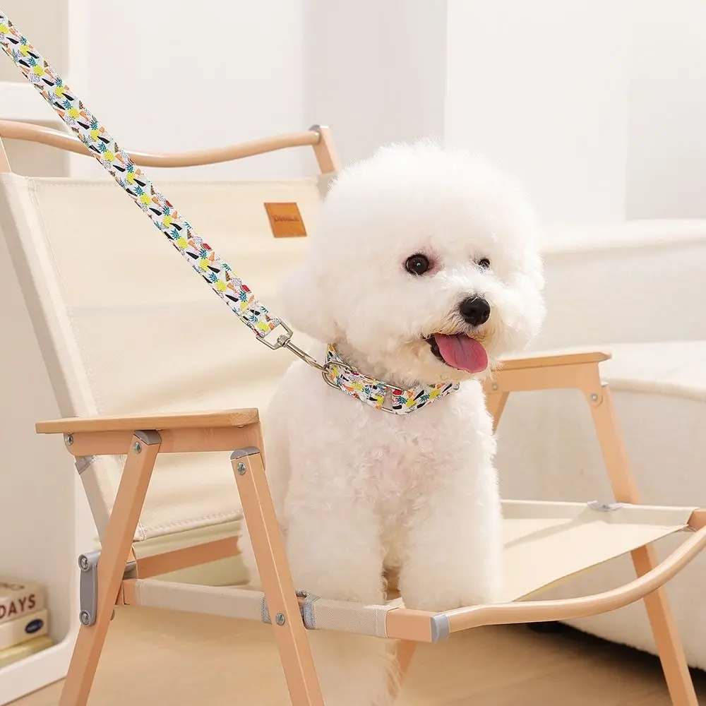 

Flower Print Dog Collar with Leash Adjustable Thick Rope Dog Collar Leash Set Lightweight Easy to Use Pet Collars Combo