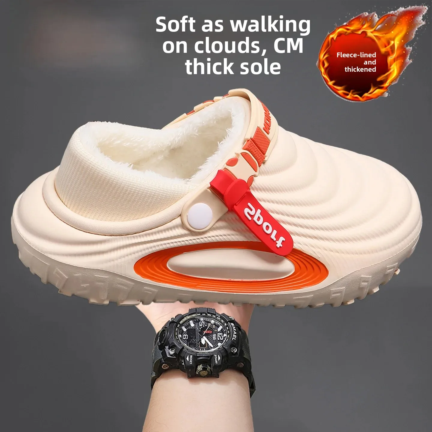 Large Size Cotton Slippers for Men Winter New Anti-Slip Warmth Insulation Thickened Waterproof Outdoor with Back Heel Cotton ...
