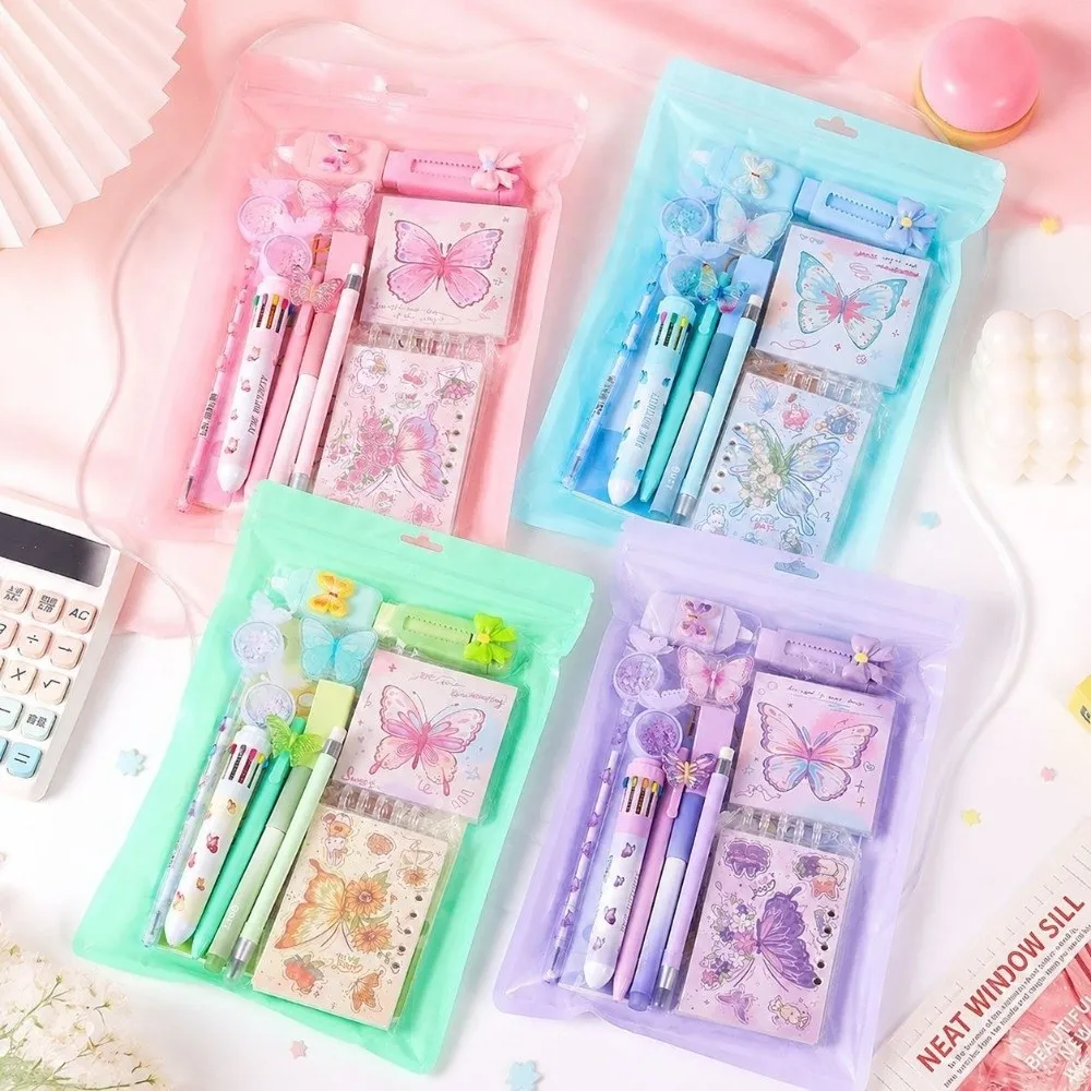 Durable 12-in-1 Butterfly Stationery Set Dreamy Butterfly Ballpoint Pen Correction Tape Graduation Party Favor
