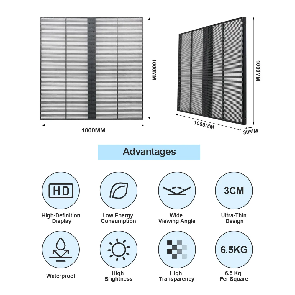 High Refresh Rate Indoor Window Glass Immersive 3D Full Color Transparent LED Display Video Wall