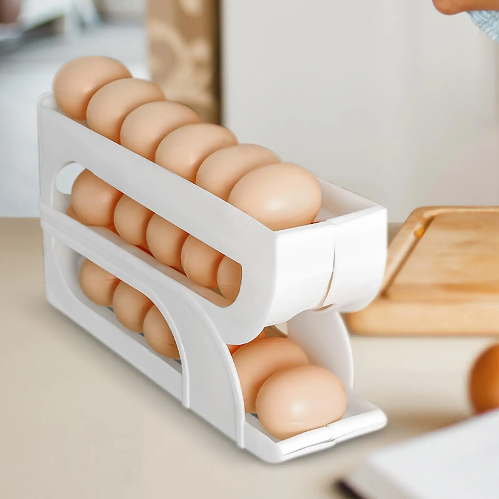 refrigerator egg dispenser holder Space-Saving refrigerator side door storage box automatic egg rolling rack for Food Storage