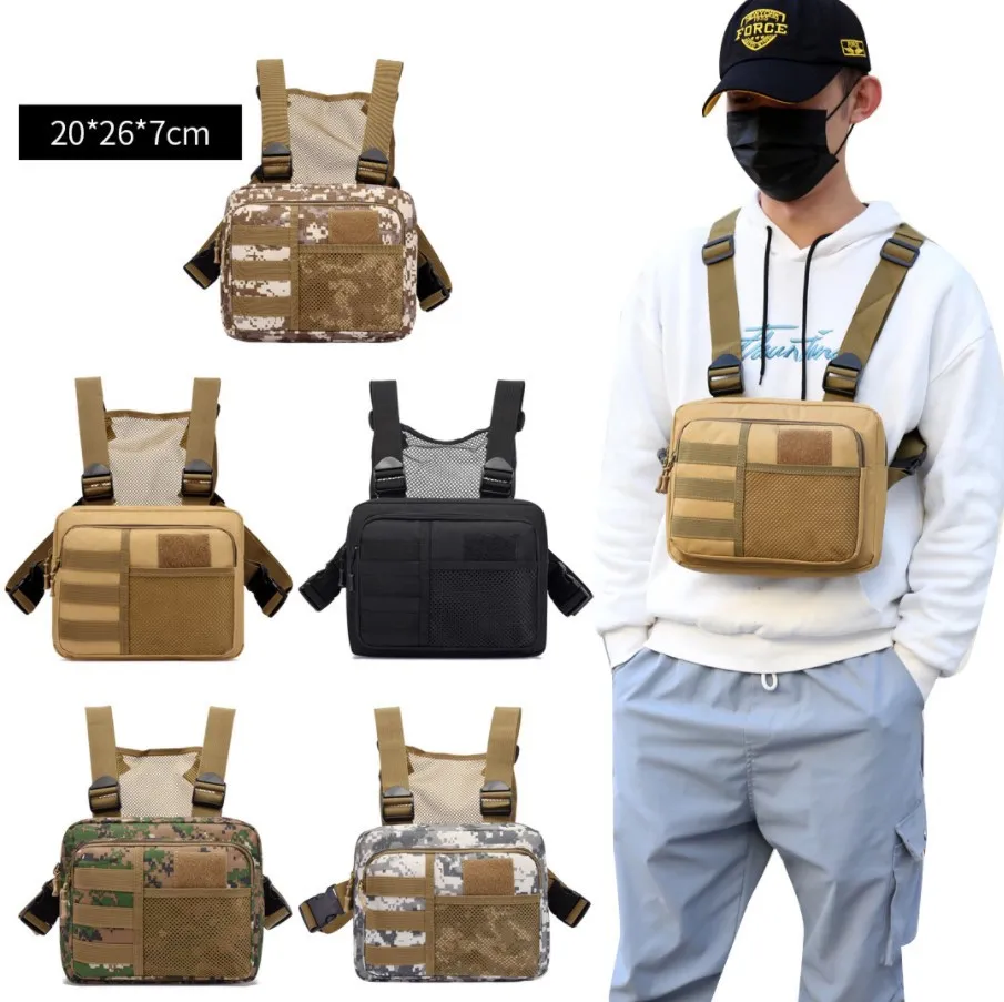 Tactical Chest Bag Sports Running Vest Bag Camouflage Functional Backpack Trendy Casual Vest Men Chest Hanging Camouflage Bag