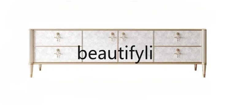 

1 All solid wood TV cabinet, shell TV cabinet floor, living room, simple multi-drawer cabinet