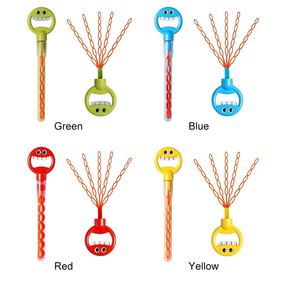 Baguette à bulles pour enfants, 32 trous, visage souriant, bâton à bulles, souffleur, activité de plein air, jouets de soufflage de savon amusants, cadeaux, 2025