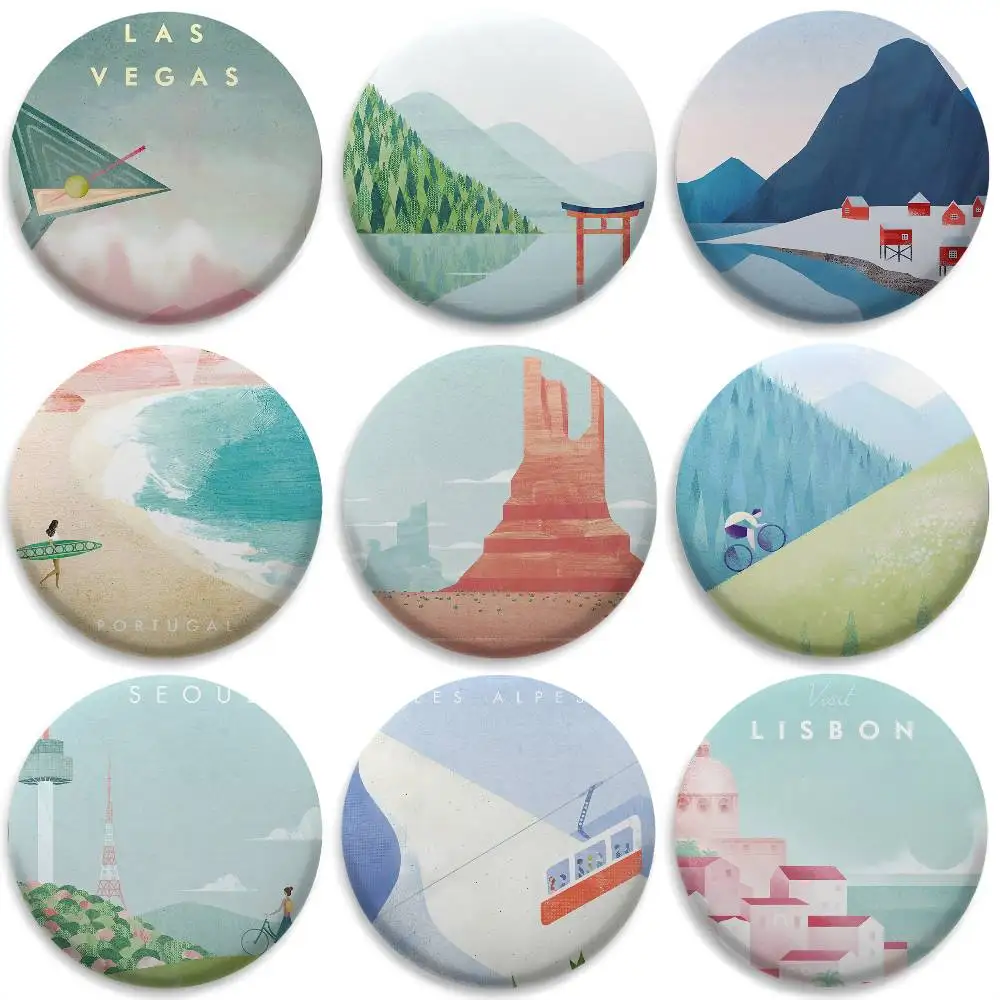 

Nordic H-Henry Ins Art Badges Round Exquisite Badge Brooches Creative Pins For Clothes Hat Backpack Gift Accessories