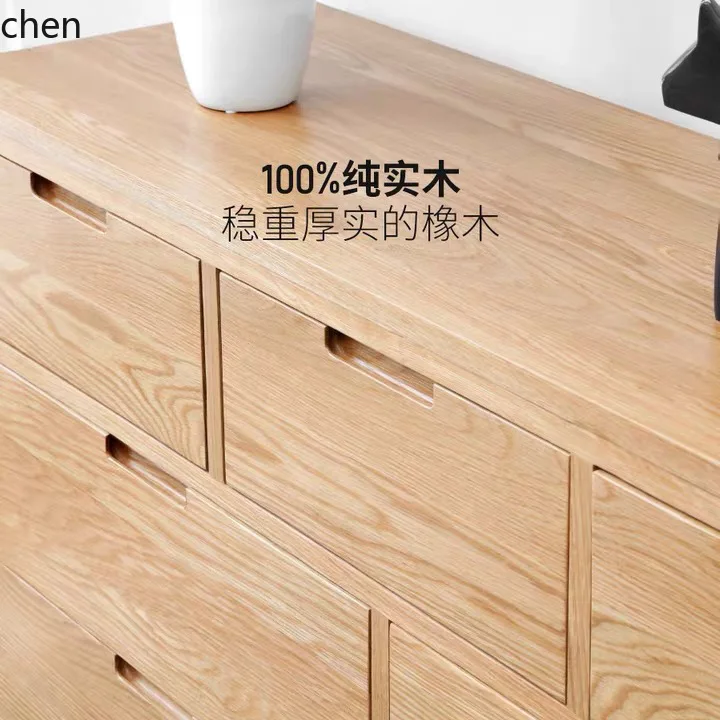 HT Factory Direct Sale Eco-friendly Pure  Five-drawer Seven-drawer Cabinet Imported Oak Bedroom Furniture Simple Drawer Storage