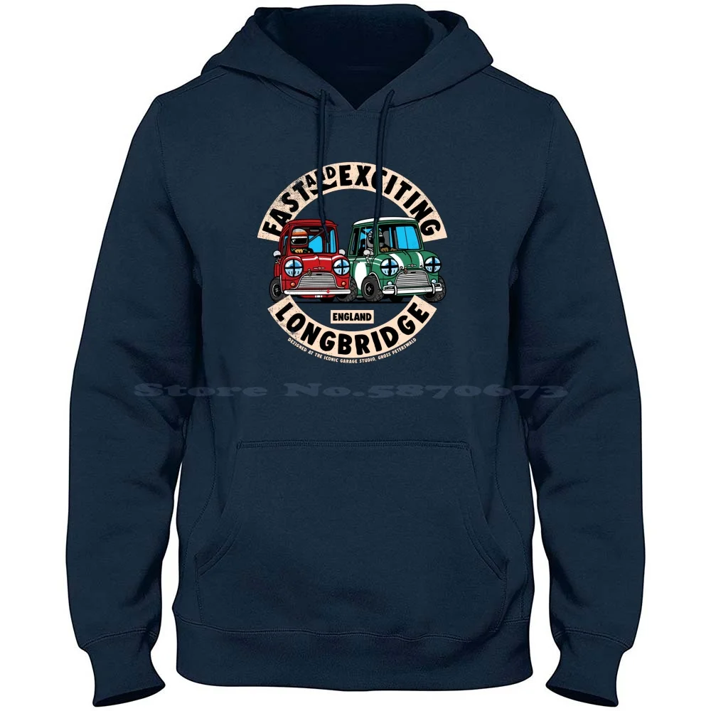 Fast And Exciting 100% Cotton Hoodie Classic Mini Car England Longbridge Fast Exciting Uk British Racer Trophy Racing