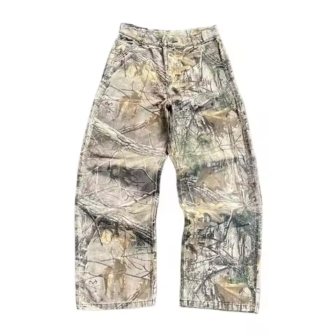 American Fashion Trend Joker Camo Loose Jeans Women Street Y2K Hip Hop Casual Oversized Wide-leg Pants Unisex Mopping Punk Jeans