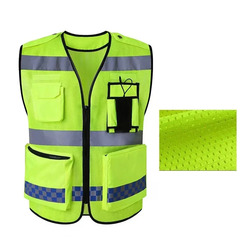 

2024 New Unisex High-Visible Reflective Vest Mesh Breathable Safety With Pockets And Zipper Keeps You Safe Suitable For Summer