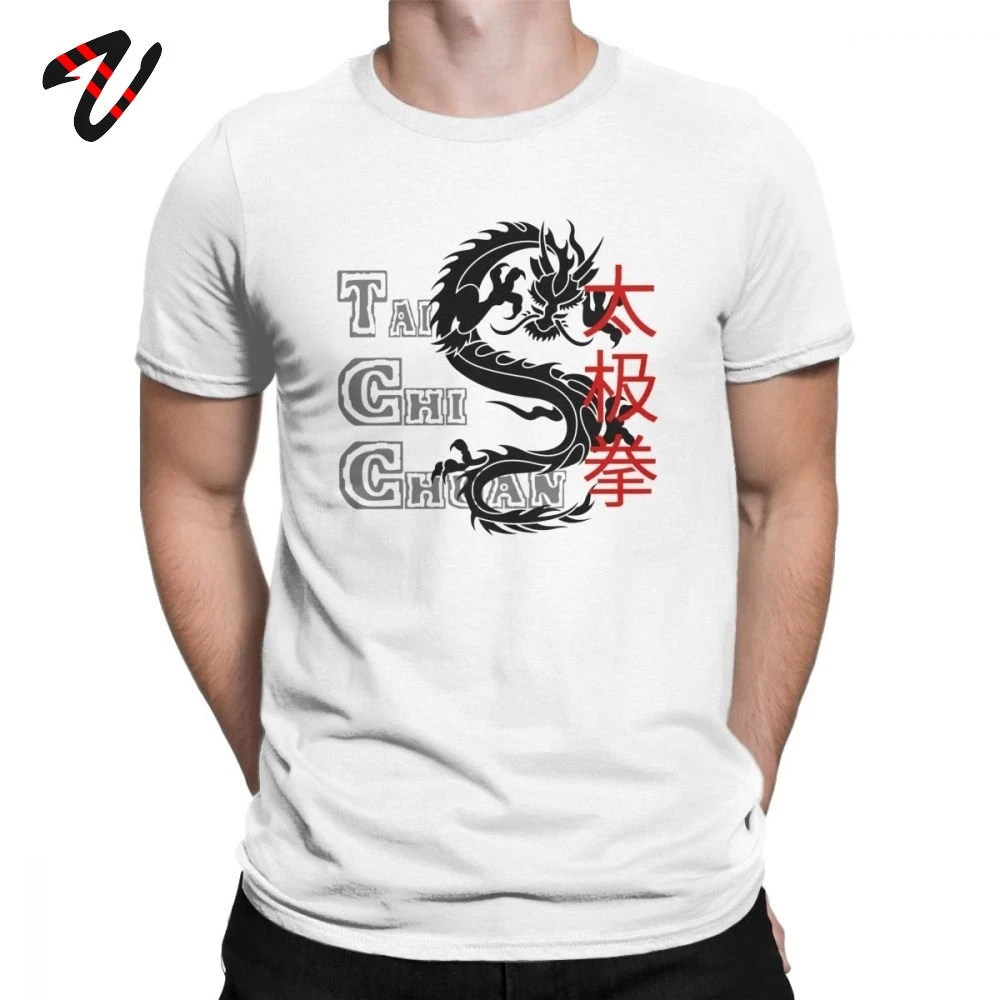 Men T-Shirts Tai Chi Chuan Chinese Dragon T Shirts Vintage Pure Cotton Tees Short Sleeve Round Collar Tops Plus Size Tshirt